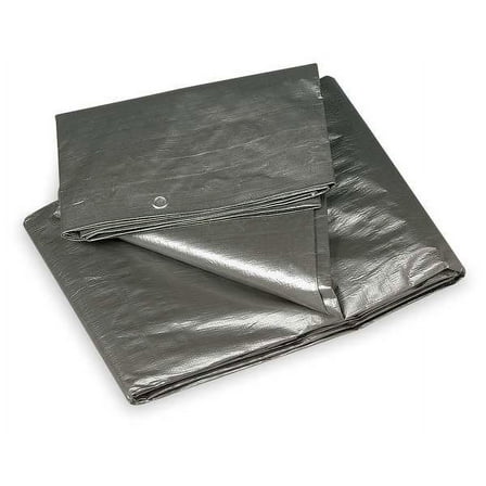Heavy Duty Tarp, 9 ft 6 in x 11 ft 4 in, 10.5 Mil, Silver, Polyethylene
