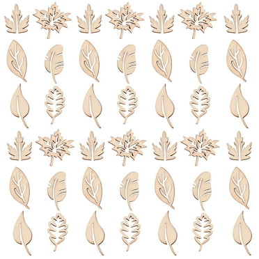 NUOLUX 100pcs DIY Wood Crafts Creative Leaves Shape Woodpieces Adornment (Mixed Style)