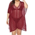 thumbnail image 2 of Maillots de Bain pour Femmes Mode Col Rond Manches Courtes Ample Ajouré Blouse de Maillot de Bain de Plage pour Maillots de Bain en Liquidation, 2 of 5