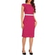 thumbnail image 4 of Vestido de oficina INSPIRE CHIC para mujer, con mangas cortas, ceñido elegante y cinturón, color rosa intenso, 4 of 6