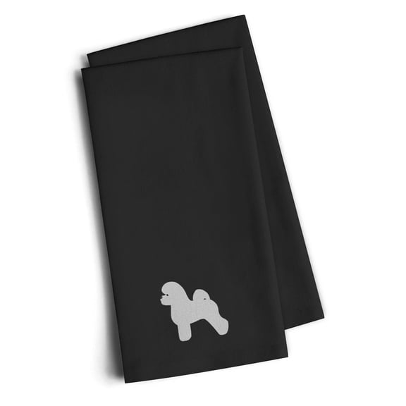 Bichon Frise Black Embroidered Towel Set of 2