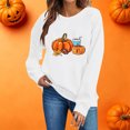 thumbnail image 7 of ZunFeo Womens Autumn Oversized Graphic Pullover with Pumpkin & Football Print, White,Size L, 7 of 7