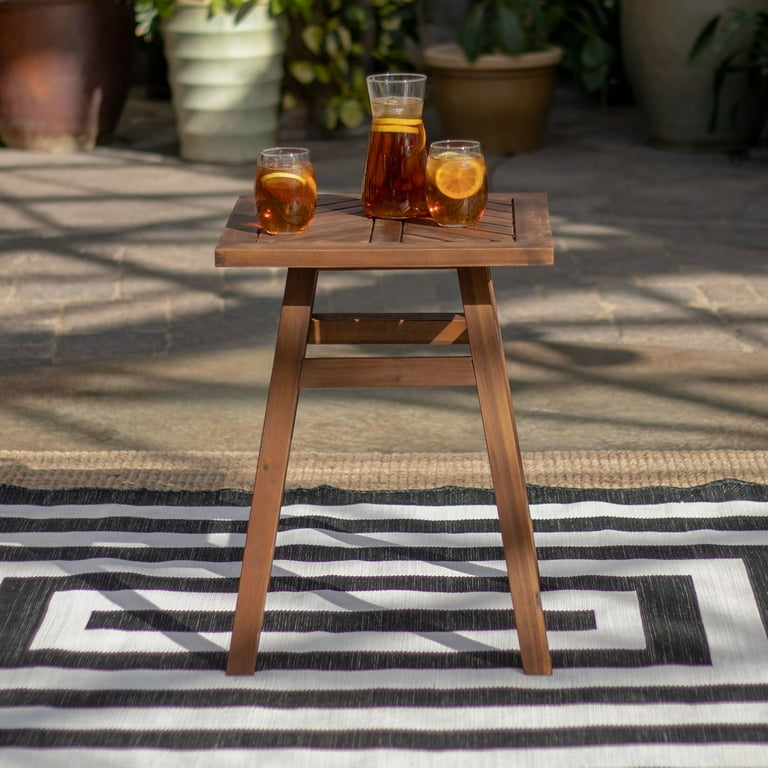 Manor Park Patio End Table with Chevron Design, Dark Brown