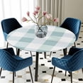 thumbnail image 5 of Elastic Fitted Round Tablecloth, Aqua Plaid Waterproof Stretch Table Cover for 55"-60" Tables, Spring Summer Farmhouse Buffalo Checkered Washable Outdoor Tablecloths for Patio, Picnic, Camping, 5 of 9
