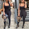 thumbnail image 2 of TRKIYQC, mono negro sin mangas ajustado con pantalones largos para mujer, ropa de discoteca con cuello en U, sin mangas, ahuecado, R Sexy Bodycon Romper TRKIYQC  perder, 2 of 7