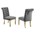 thumbnail image 1 of Minimal Tufted Gray Velvet Side Chairs with Gold Stainless Steel (Set of 2), 1 of 2