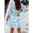 thumbnail image 6 of Women's Ruffled Printed Surplice Mini Dress with Half Sleeves Tie Front Flowy Hem 100% Polyester Fabric Casual, 6 of 19
