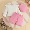 thumbnail image 6 of NAFUU Baby Girls Clothes Set Toddler Girl Fall Winter Clothes Floral Long Sleeve Ribbed Knit T Shirt Top And Shorts Set With Hat 3Pcs Outfits Fashion Vintage 2-3 Years, 6 of 9