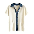 thumbnail image 5 of Camiseta de Solapa de Manga Corta de Color Sólido con Tela Suave, Top de Moda para el Uso Diario en Casa O Trabajo en Primavera Y Verano, 5 of 5