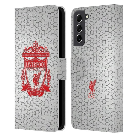 Head Case Designs Officially Licensed Liverpool Football Club Crest 2 White Pixel 2 Leather Book Wallet Case Cover Compatible with Samsung Galaxy S21 FE 5G