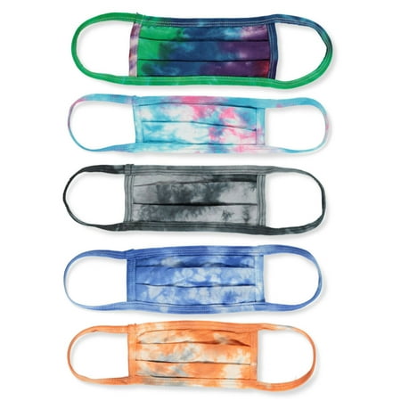 5-Pack Real Tie-Dye 100% Cotton 2 Layer Reusable Face Mask