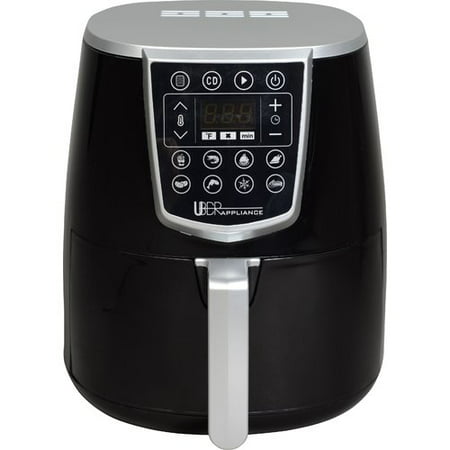 Uber Appliance 4.2 Quart Touch Screen Programmable Air Fryer Deluxe - 8 Pre-set functions With 60 minute Auto Shut off - Black