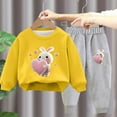 thumbnail image 2 of Gpaecead Fleece Warm Tracksuit for Kids Toddler Boys Girls Long Sleeve Crewneck Top Sets Printed Hoodie and Pants Set Yellow, 2 of 4