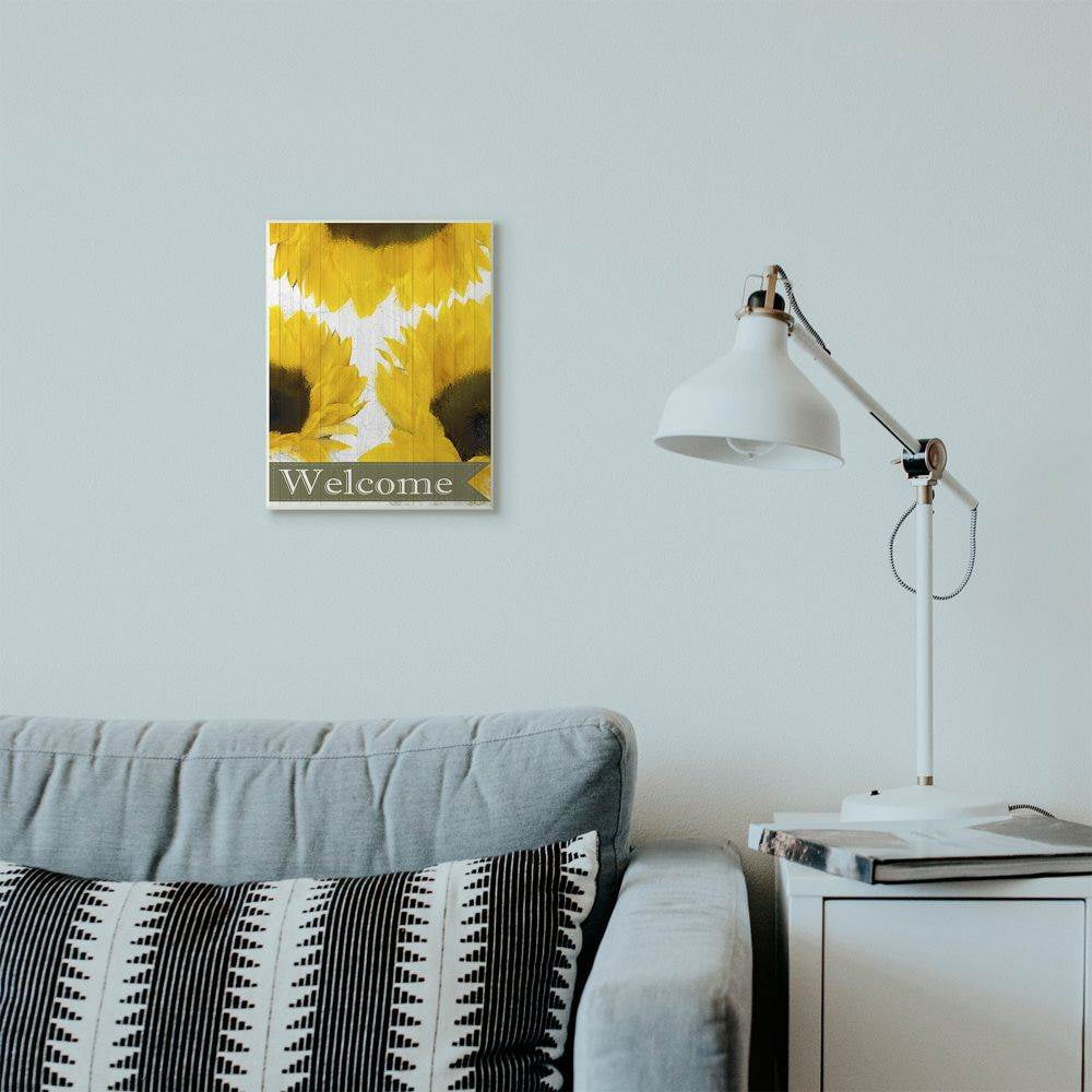 Stupell Industries Sunflower Welcome Yellow Flowers Painting Wall Plaque Art by Kimberly Allen