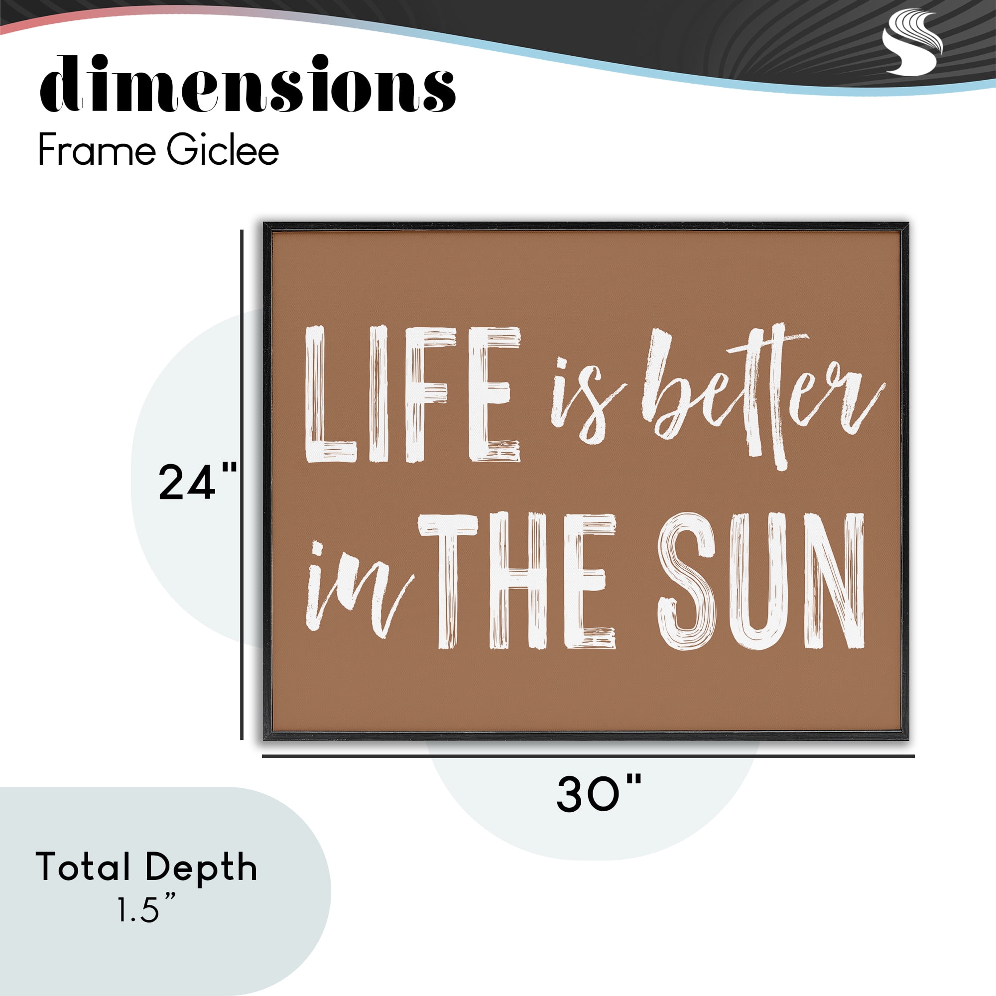 Life Better In Sun Brown Black Framed Giclee Art, design by Lettered and Lined