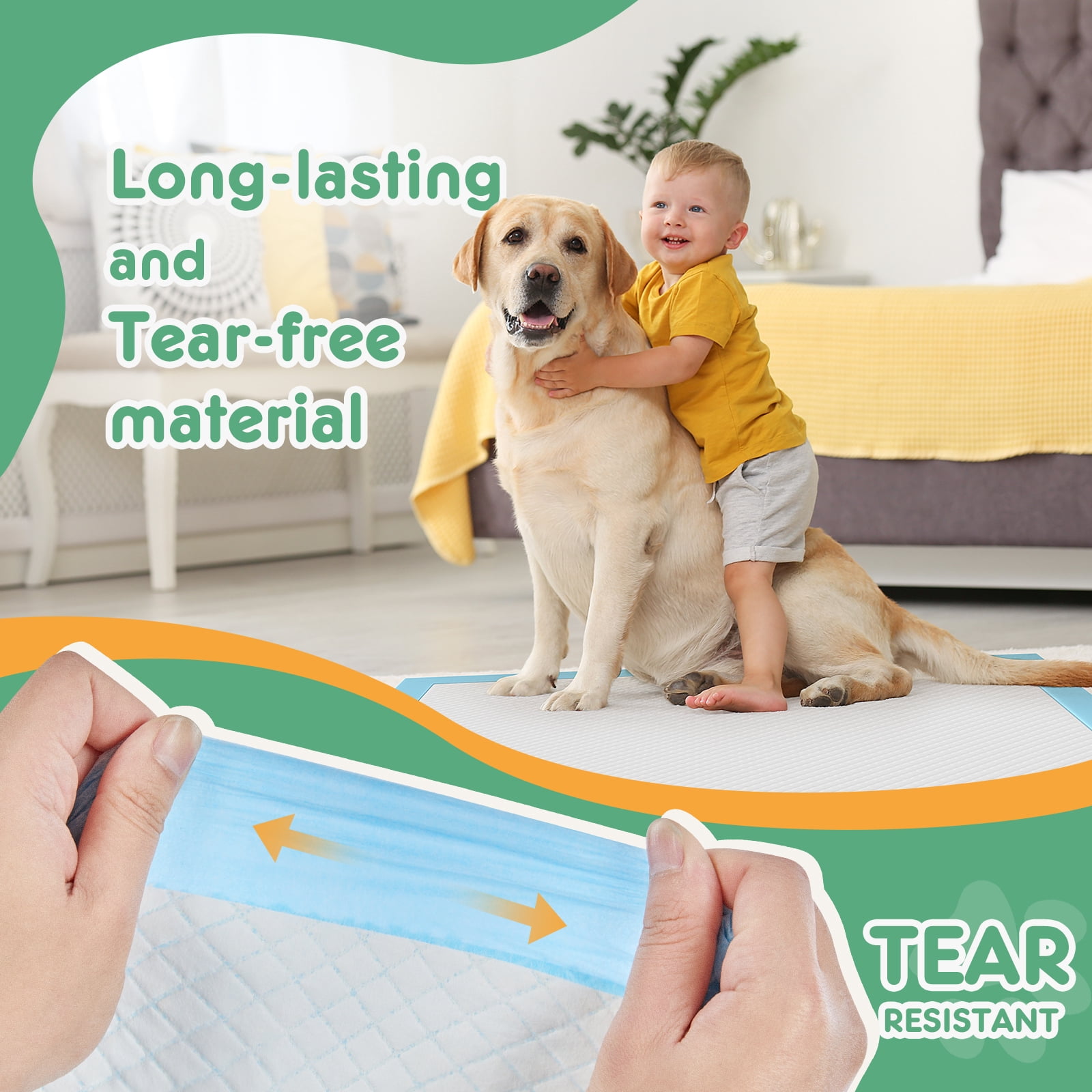 ZUNMOS Pet Pee Pads Dog and Puppy Training Pad, Disposable Potty Pads, Quick Dry Ultra Absorbant, Large, 150 count