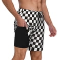 thumbnail image 2 of KLL Black and White Checkerboard for Mens Swim Trunks Quick Dry Swim Shorts with Built-in Compression Liner Funny Swimwear Bathing Suits-Medium, 2 of 6