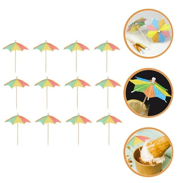 WHAMVOX Cocktail Drink Picks with Paper Umbrellas for Decor Assorted Appetizer Skewers 100pcs