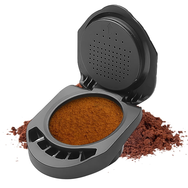 Tignapoo Universal Reusable Coffee Capsule Adapter for Dolce Gusto & Nespresso Machines with Spoon & Cleaning Brush - Eco-Friendly & Durable Design (Black - Type C)