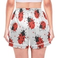 thumbnail image 2 of Women's Silk Pajama Shorts Red Ladybugs Pajama Shorts Women's Casual Pajama Shorts with Pockets, 2 of 6