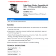 thumbnail image 2 of Brake Master Cylinder - Compatible with 1995 - 1997 Chevy K2500 Suburban 1996, 2 of 2