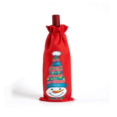 

Dido Wine Bottle Bag Christmas Diamond Painting 5D Linen Cover DIY Craft Drawstring Decoration Bottle Organizer