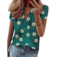 thumbnail image 1 of Fashnice Women Blouse Ruffle Tops V Neck Shirts Basic Office Pullover Top Daisy Green M, 1 of 2