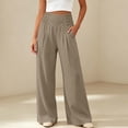 thumbnail image 2 of DeHolifer Pant for Women High Waisted Wide Leg Casual Lounge Boho Flowy Pants with Pockets Khaki L, 2 of 5