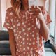 thumbnail image 2 of Conjunto de pijama de manga corta para mujer Conjunto de pijama de 2 piezas con cuello redondo suelto estampado de moda de verano para el hotel en casa Naranja XL, 2 of 5