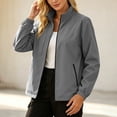 thumbnail image 6 of Zynoxe Women's Solid Color Windbreaker Jackets Lightweight Waterproof Rain Jackets for Women Classic Stand Collar Full Zip Outdoor Jacket Elastic Cuffs Long Sleeve Rain Coat with Zipper Pockets 2XL, 6 of 9