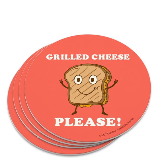 Grilled Cheese Please Sandwich Funny Humor Novelty Coaster Set