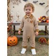 thumbnail image 6 of RUINIXCW Newborn Baby Boy Thanksgiving Outfit Infant Baby Boy Fall Winter Clothes Waffled Knit Stripe Romper Turkey Embroidered Buttons Long Sleeve Bodysuit Jumpsuits, 6 of 9