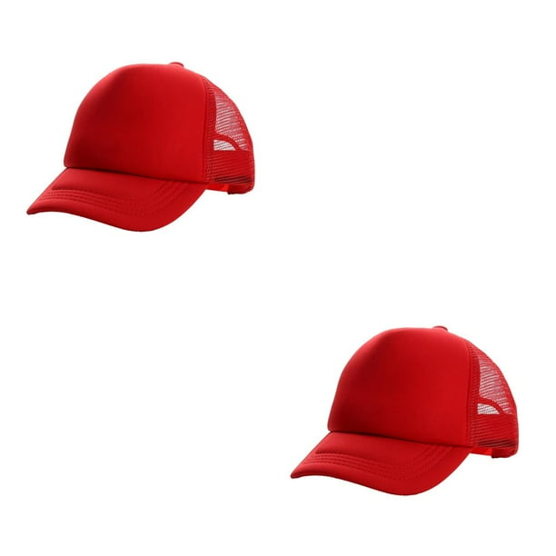 Qarigey Gorra de béisbol deportiva para niños, niños y niñas, gorras con viseras de moda de verano, gorras ajustables transpirables de Rojo 2piezas