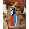 thumbnail image 5 of Ldtrchee Blue Burnt Orange Geometric Table Runner 90 Inches, Modern Oil Painting Art Bed Runner Dresser Scarves Tabletop for Indoor Outdoor Parties/Ceremony/Banquet, 13" x 90", 5 of 8