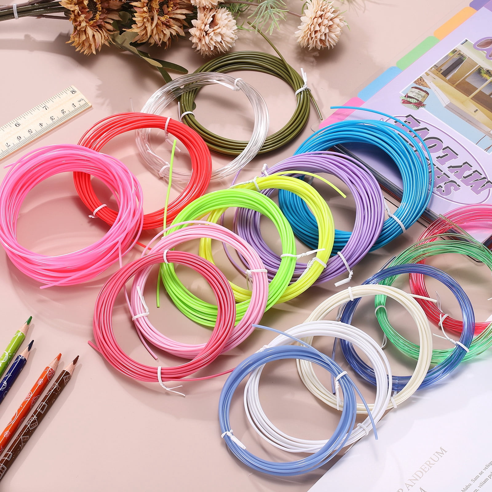 Uxcell 40 Colors ABS 3D Pen Printer Filament Refills, Each Color 16.4 Feet Total 656 Feet 1.75mm Printing Filament for Most 3D Printing Pens
