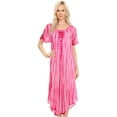 thumbnail image 5 of Sakkas Yasmin Tie Dye Embroidered Sheer Cap Sleeve Sundress | Cover Up - Fucshia - One Size Regular, 5 of 5