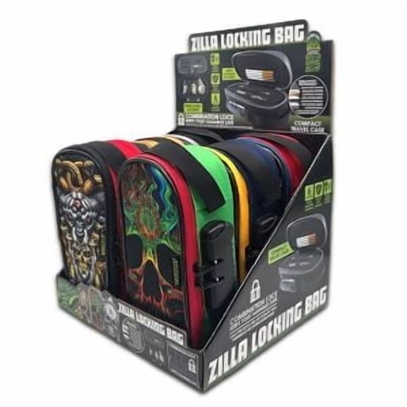 Smokezilla Small Locking Organizer Bag with Combination Lock Zipper Fastener, 6-Piece Retail Display (8.2" x 5" x 2.9")