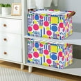 thumbnail image 2 of Yayeee Foldable Storage Basket for Shelves with Handles Set of 2 Waterproof Cloth Bins, Red Retro Shapes, 2 of 7