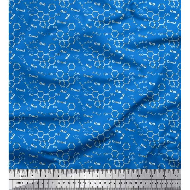 Soimoi Crepe Silk Fabric Chemical Formula Education Theme Printed Fabric 1 Yard 42 Inch Wide