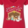 thumbnail image 4 of Inktastic Jesus is the Reason for the Season Christmas Nativity Women's V-Neck T-Shirt, 4 of 5