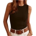 thumbnail image 6 of FNFYFH Womens Ribbed Tank Tops High Neck Tank Top Sleeveless Basic Slim Fitted Workout Shirt, 6 of 7