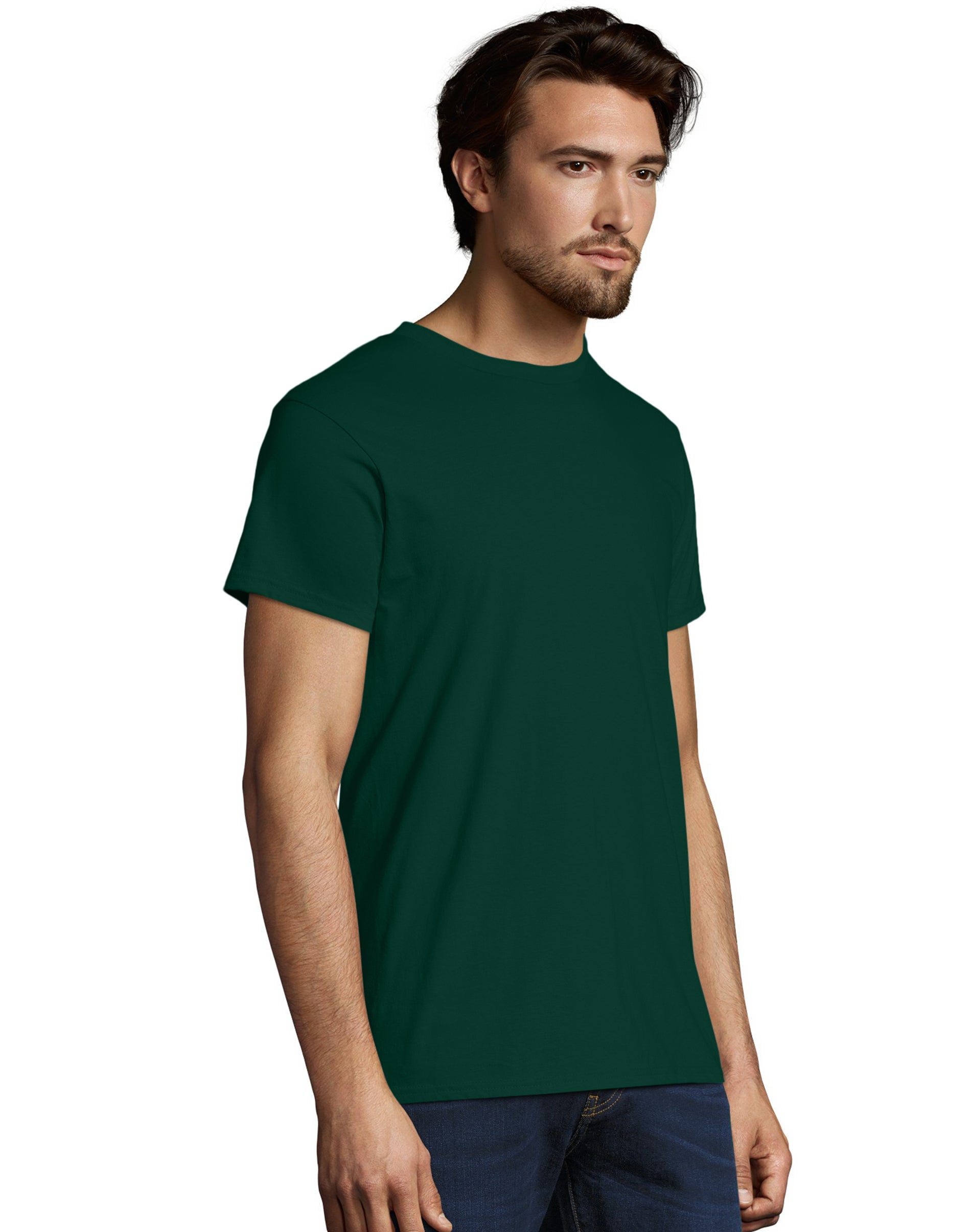 Hanes PerfectT Men's Short Sleeve Cotton TShirt, 2Pack Deep Forest S