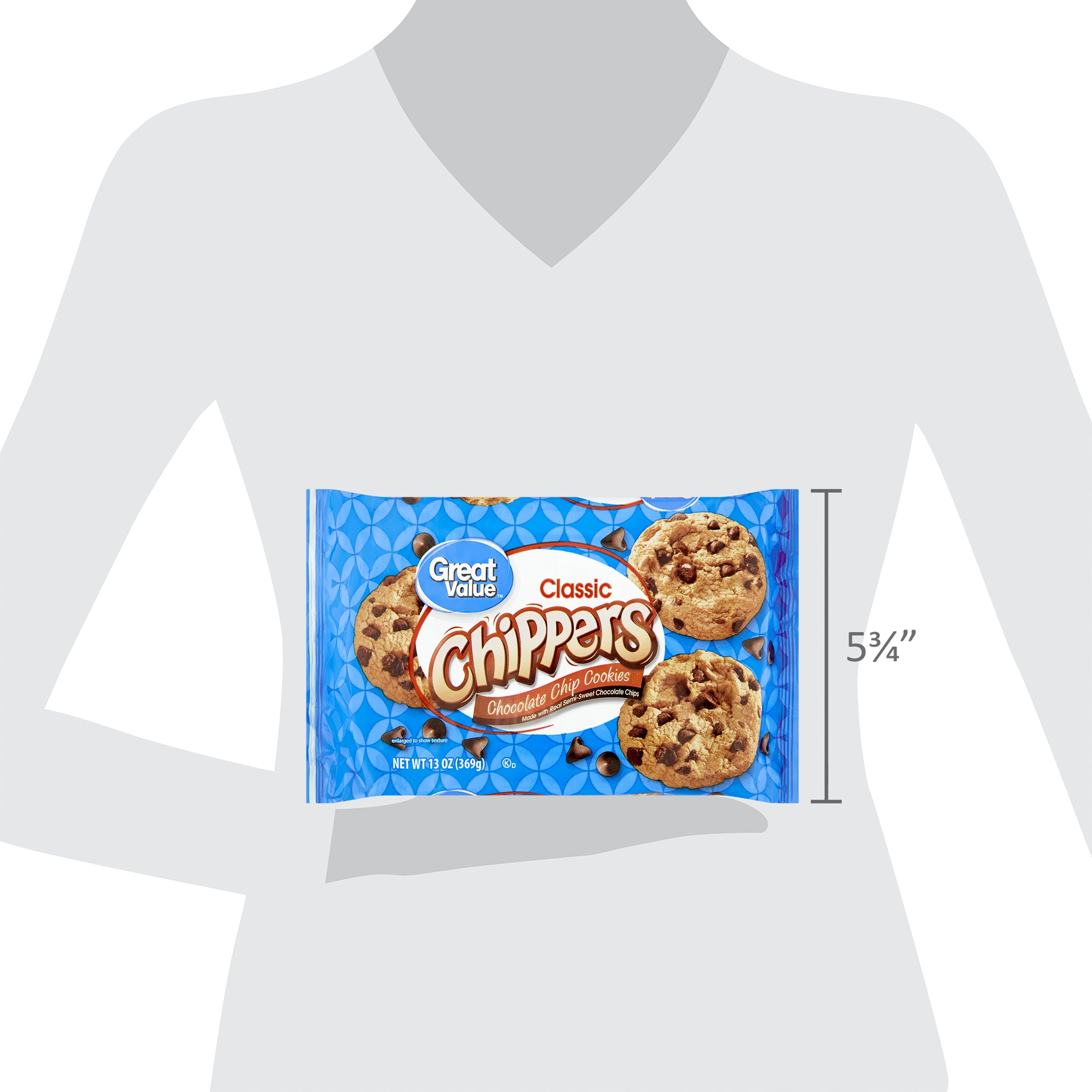 Great Value Classic Chippers Chocolate Chip Cookies, 13 oz