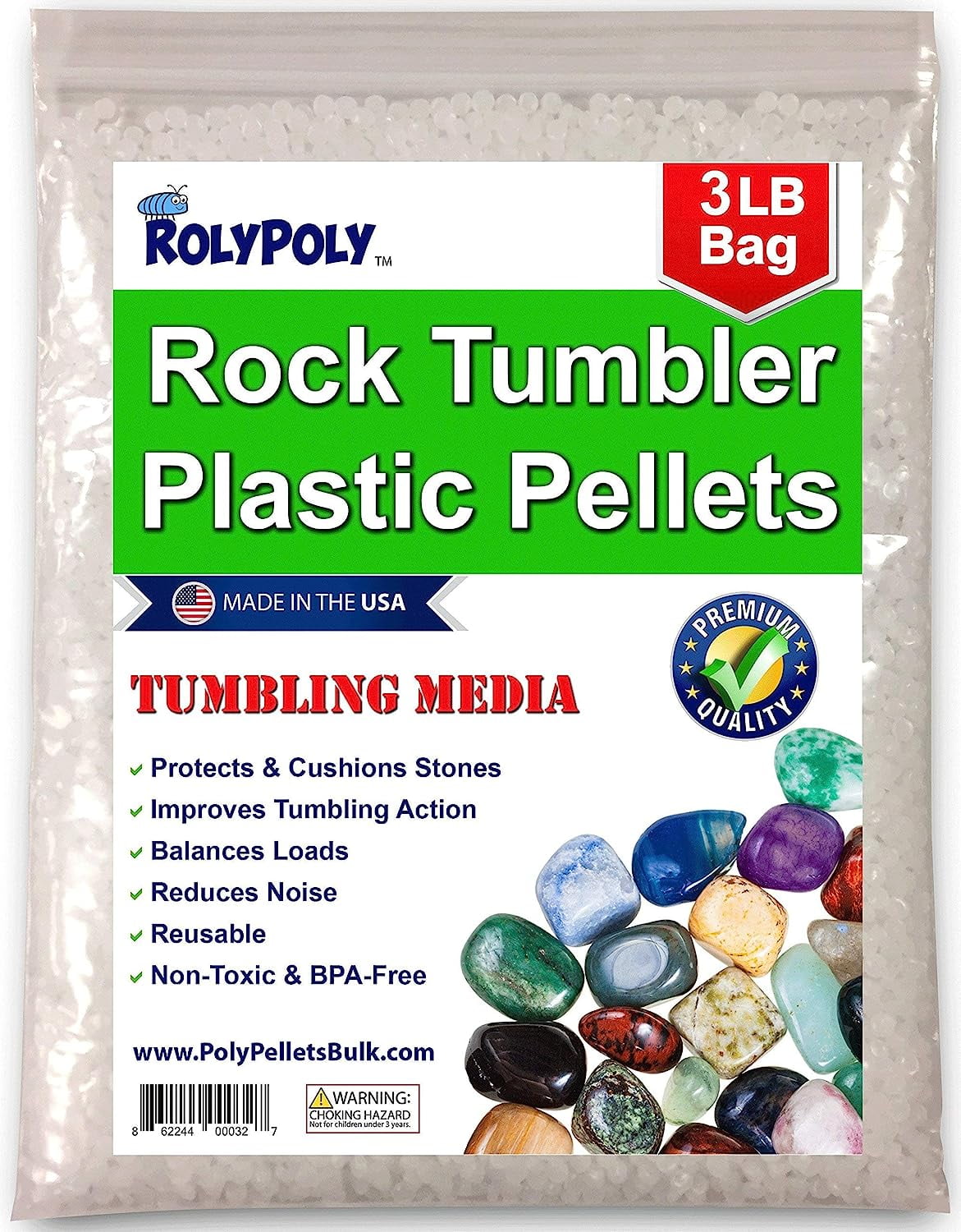 Plastic Pellets Rock Tumbling Media (3 LBS) for Rock Tumbler, Stone