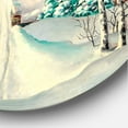 thumbnail image 3 of Designart 'Snowy Road In Countryside Winter Landscape' Traditional Circle Metal Wall Art 29x29 - Disc of 29, 3 of 5