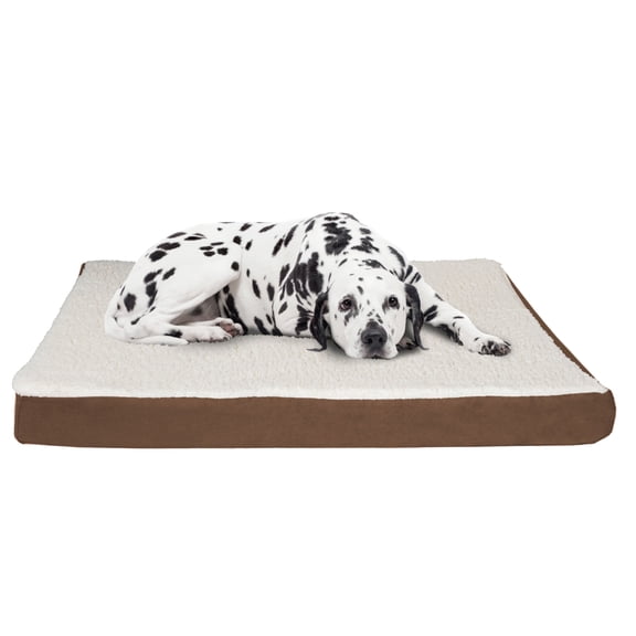 PETMAKER Orthopedic Sherpa-Top Memory Foam Pet Bed - 44" x 35", Brown