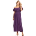thumbnail image 1 of Robe Paysanne Bohème pour Femmes Épaules Dénudées Manches Courtes Robes Maxi à Volants, 1 of 5
