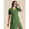 thumbnail image 5 of Moomaya Womens Front Slit Dress, V Neck Short Sleeves Summer Midi Dress, 5 of 7
