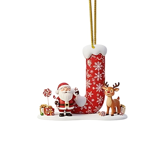 Christmas Tree Decoration 2D Acrylic Decoration Letter Pendant With 26 Letters Christmas Hanging Decoration DIY Crafts Christmas Home Decoration