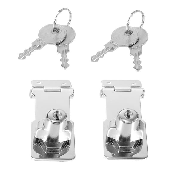Troglfold Keyed Hasp Locks 2 Sets Safety Keyed Hasp Lock Stainless Steel Keyed Hasp Lock Latch for Small Doors,3.15"X1.3"X1.18"